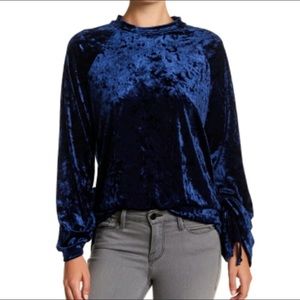 RO & DE Velvet Long Sleeve Crew Neck Top